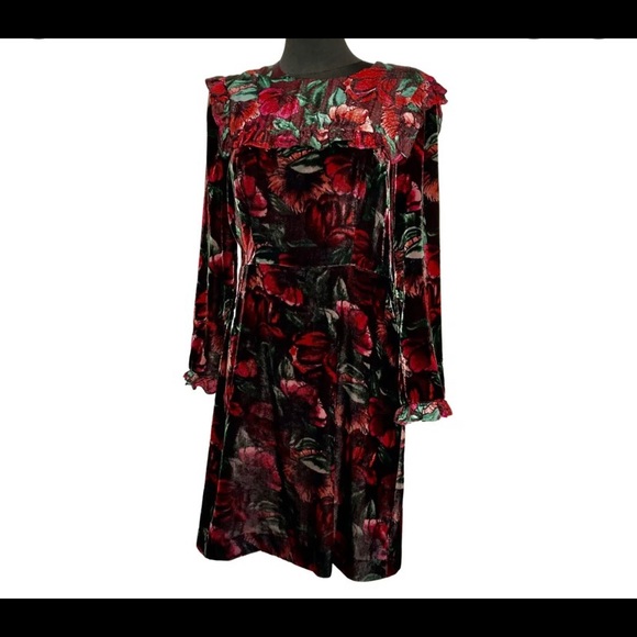 Sandro - Tolerance Floral Velvet Ruffle Dress - Picture 9 of 9